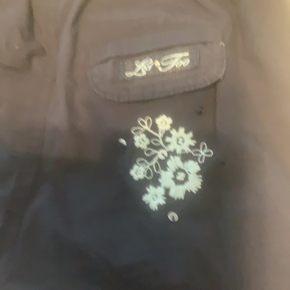 Y2K Limited Too Pants embroidered embellished sequins birds flowers navy blue 8 - Picture 14 of 16